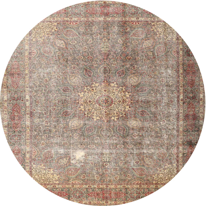 Square Machine Washable Traditional Dark Gold Brown Rug, wshtr4059