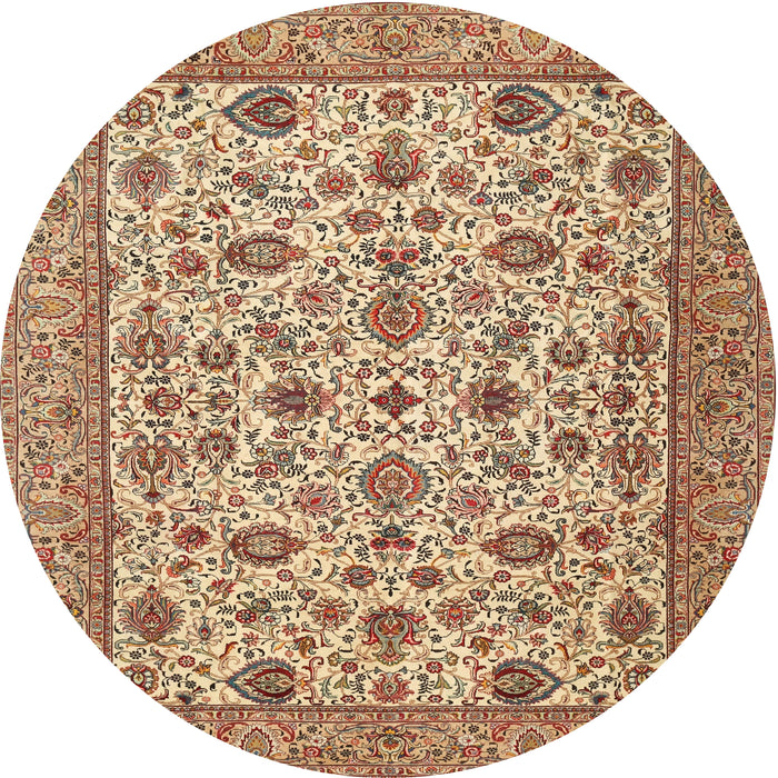 Round Traditional Sienna Brown Persian Rug, tr405