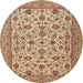 Round Traditional Sienna Brown Persian Rug, tr405