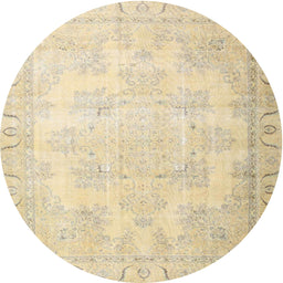 Round Traditional Khaki Gold Persian Rug, tr4060