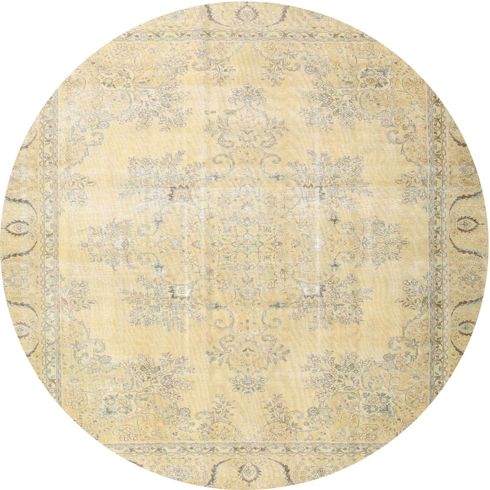 Round Traditional Khaki Gold Persian Rug, tr4060