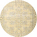 Round Traditional Khaki Gold Persian Rug, tr4060