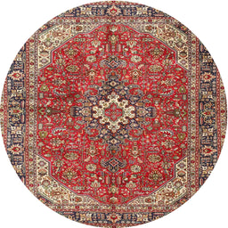 Round Traditional Red Medallion Rug, tr4064