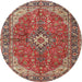 Square Machine Washable Traditional Tomato Red Rug, wshtr4064