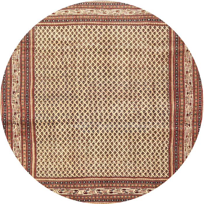 Square Machine Washable Traditional Brown Red Rug, wshtr4066