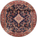 Round Traditional Orange Salmon Pink Persian Rug, tr4069