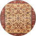 Round Traditional Fire Brick Red Persian Rug, tr406