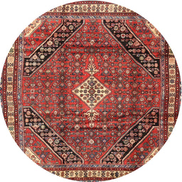 Round Traditional Orange Salmon Pink Persian Rug, tr4070