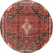 Round Traditional Orange Salmon Pink Persian Rug, tr4070