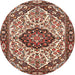 Round Traditional Saffron Red Persian Rug, tr4072