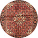 Round Traditional Saffron Red Persian Rug, tr4073