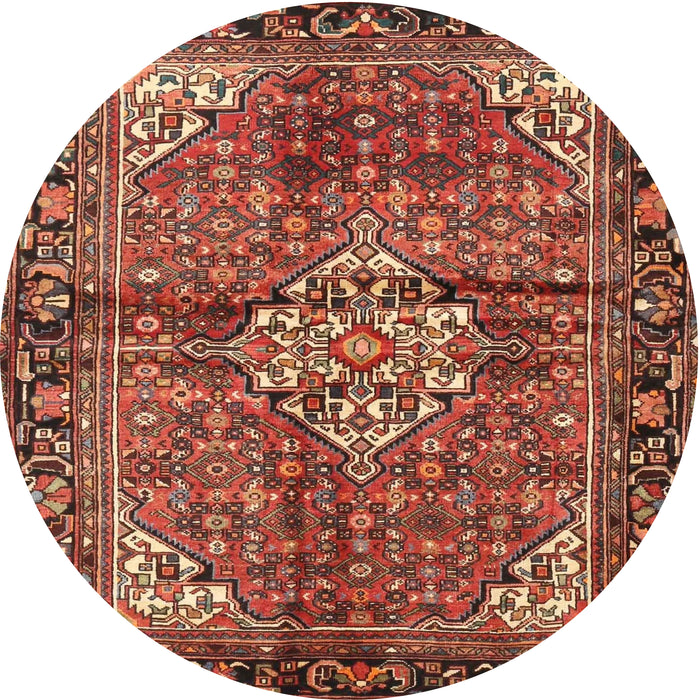 Square Machine Washable Traditional Saffron Red Rug, wshtr4073