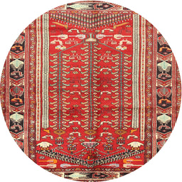 Round Traditional Light Copper Gold Persian Rug, tr407