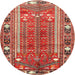 Round Traditional Light Copper Gold Persian Rug, tr407