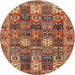 Round Traditional Sand Brown Persian Rug, tr4082