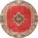 Round Traditional Red Medallion Rug, tr4084