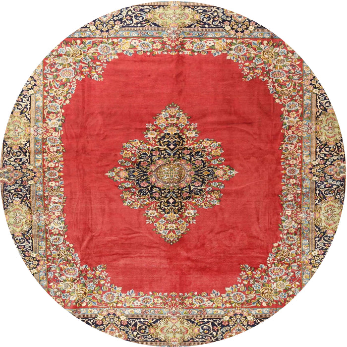 Square Machine Washable Traditional Red Rug, wshtr4084