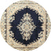 Round Traditional Khaki Gold Medallion Rug, tr4085