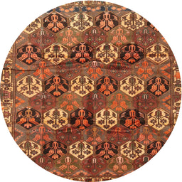 Round Traditional Orange Persian Rug, tr4086