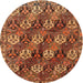 Round Traditional Orange Persian Rug, tr4086