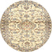 Round Traditional Dark Almond Brown Persian Rug, tr4087