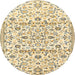 Square Machine Washable Traditional Khaki Gold Rug, wshtr4088