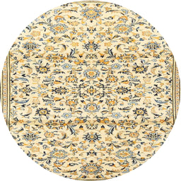 Round Traditional Khaki Gold Persian Rug, tr4088