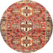 Round Traditional Sand Brown Persian Rug, tr4089