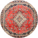 Square Machine Washable Traditional Fire Brick Red Rug, wshtr408