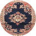 Round Traditional Purple Medallion Rug, tr4090