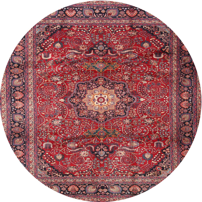 Round Traditional Red Persian Rug, tr4093
