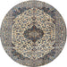 Round Traditional Tan Brown Persian Rug, tr4094