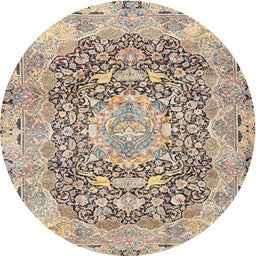 Square Machine Washable Traditional Brown Rug, wshtr4095