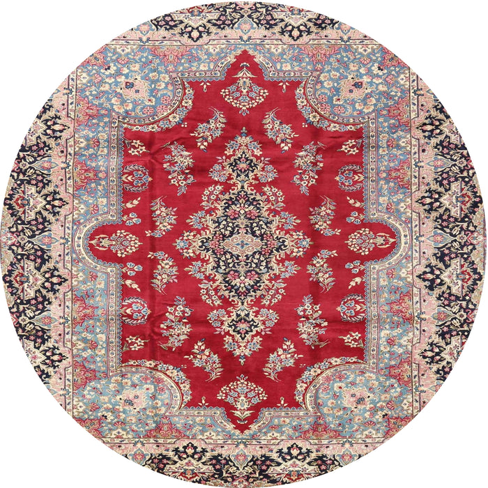 Round Traditional Tan Brown Persian Rug, tr4096