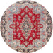 Round Traditional Tan Brown Persian Rug, tr4096