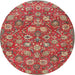 Round Traditional Red Persian Rug, tr4098