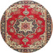 Round Traditional Red Medallion Rug, tr4099