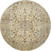 Round Traditional Brown Persian Rug, tr409