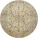 Square Machine Washable Traditional Brown Rug, wshtr409