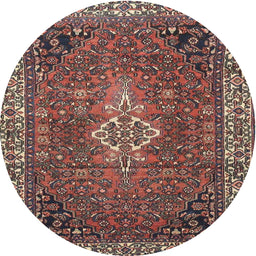 Round Traditional Orange Salmon Pink Persian Rug, tr4100