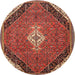 Round Traditional Copper Red Pink Medallion Rug, tr4104