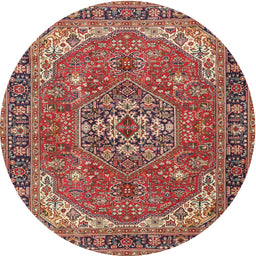 Round Traditional Light Copper Gold Medallion Rug, tr4105