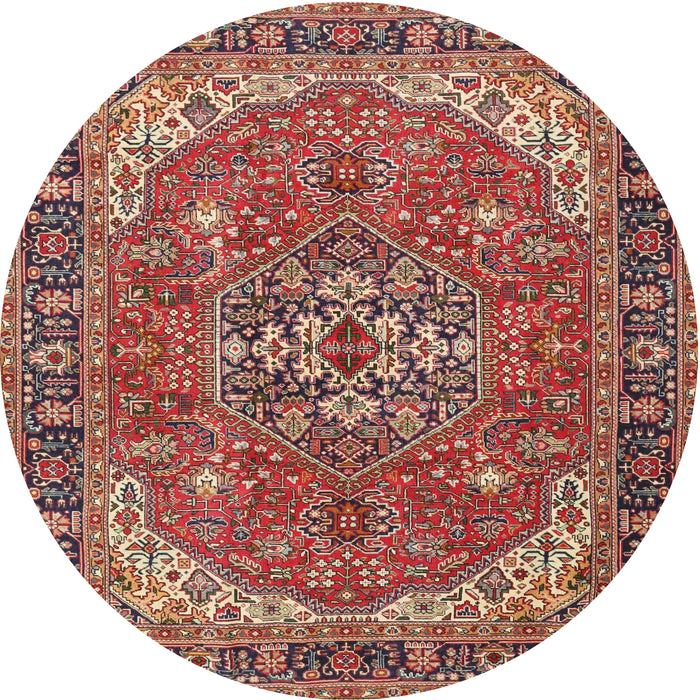 Round Traditional Light Copper Gold Medallion Rug, tr4105