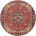 Round Traditional Light Copper Gold Medallion Rug, tr4105