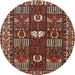 Round Traditional Saffron Red Persian Rug, tr4106