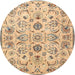Round Traditional Copper Brown Persian Rug, tr4107