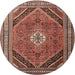 Round Traditional Saffron Red Persian Rug, tr4108