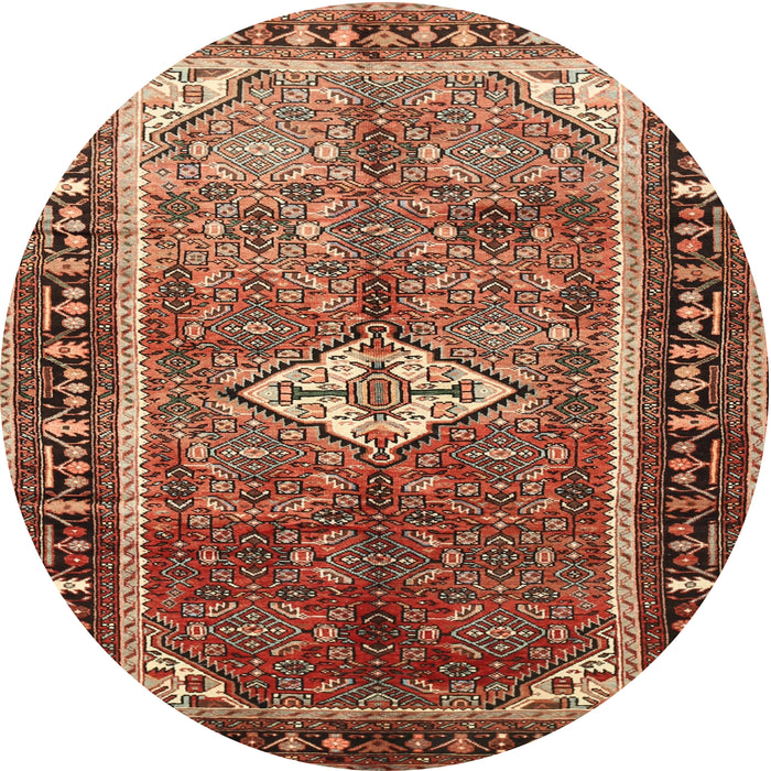 Square Machine Washable Traditional Saffron Red Rug, wshtr410