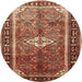 Square Machine Washable Traditional Saffron Red Rug, wshtr410