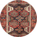 Round Traditional Saffron Red Persian Rug, tr4110